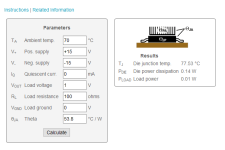 Power Dissipation vs Die Temp Calculator